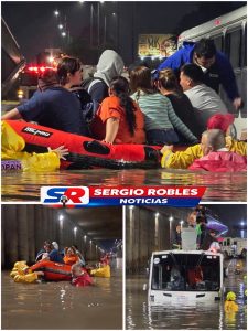 ¡LA CORRIENTE LOS ATRAPÓ! RESCATAN A PASAJEROS DE CAMIÓN TRAS FUERTE INUNDACIÓN EN ZAPOPAN.