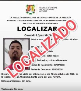 ESTABAN BUSCANDOLO Y LO LOCALIZAN A OSWALDO LÓPEZ MARTÍNEZ EN NAYARIT.

La Fiscalía General del Estado de Nayarit confir